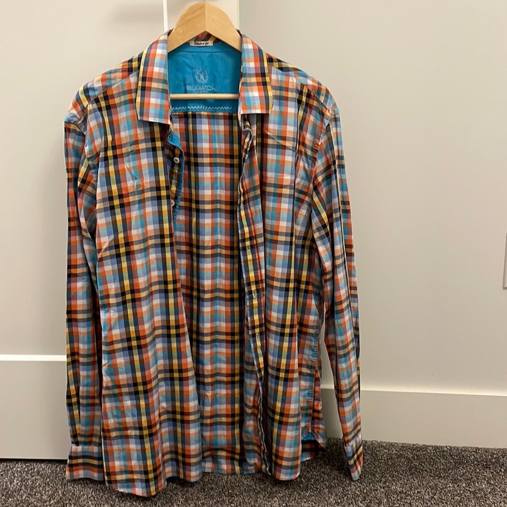 Bugatchi collared long sleeve - shaped fit